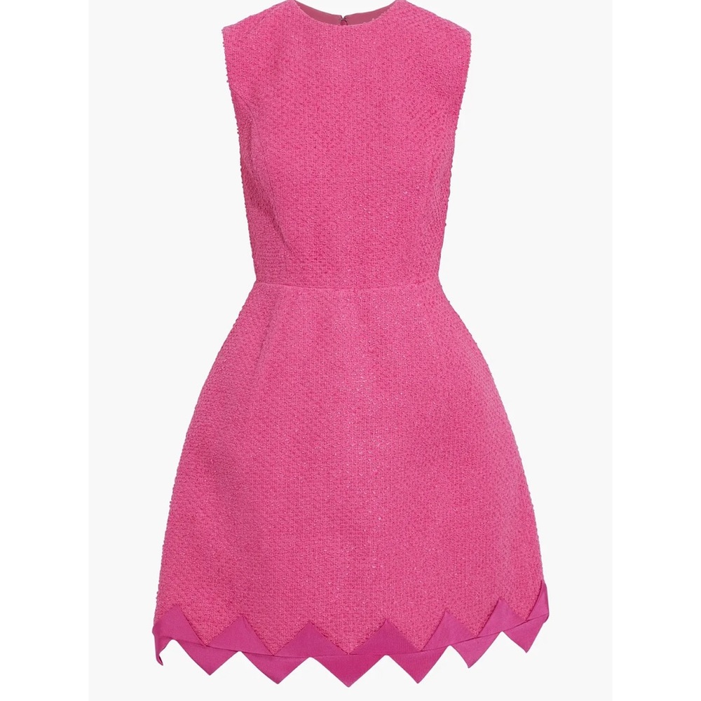 Oscar de la Renta Pink Tweed Dress, Gros Grain trim, Size 10